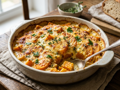 Gratin de courge sans béchamel, léger et savoureux