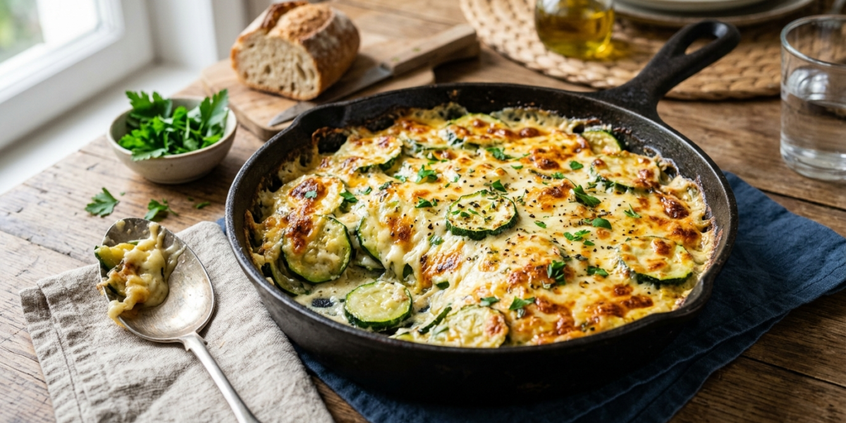 Gratin de courgettes sans four, à la poêle