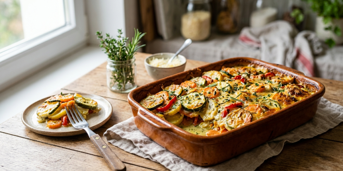 Gratin de légumes sans sel mijoté au four