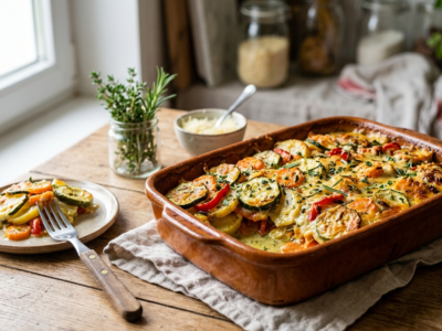 Gratin de légumes sans sel mijoté au four