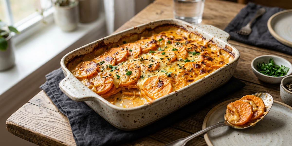 Gratin de patates douces au four sans précuisson