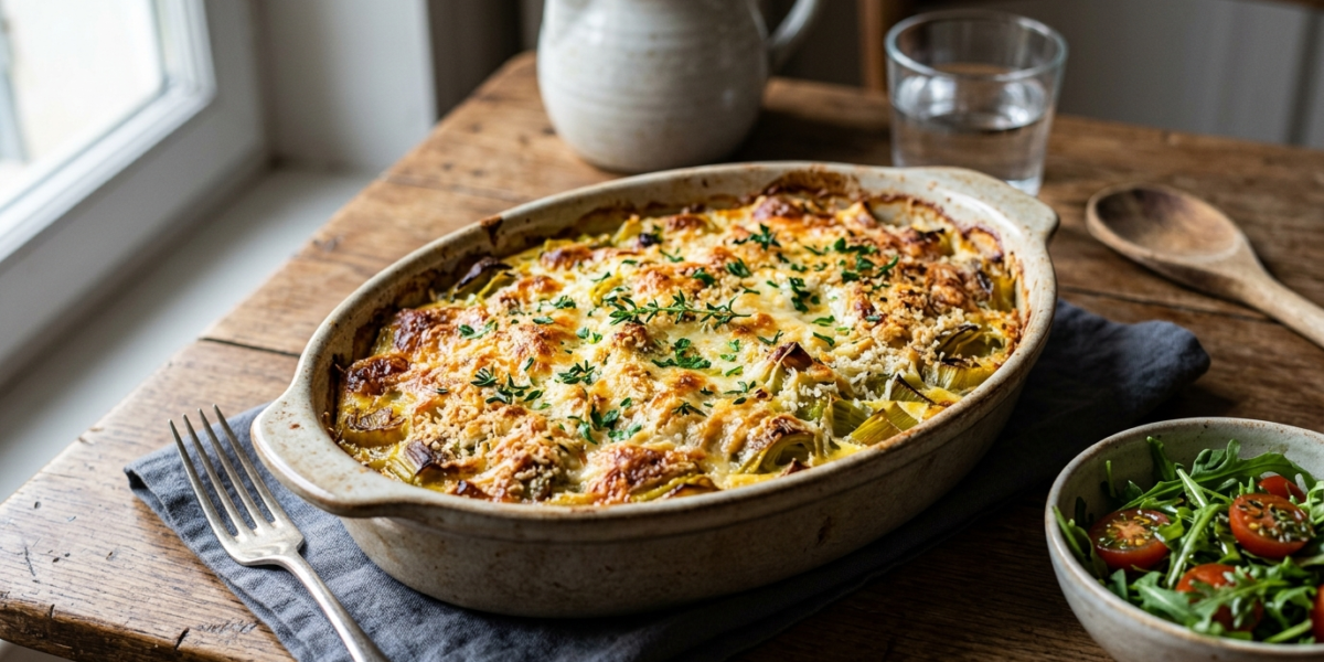 Gratin de poireaux sans béchamel, léger et savoureux