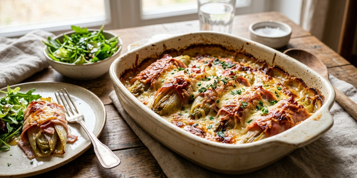 Gratin d&rsquo;endives au jambon sans béchamel