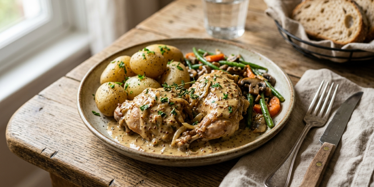 Lapin à la moutarde sans vin blanc
