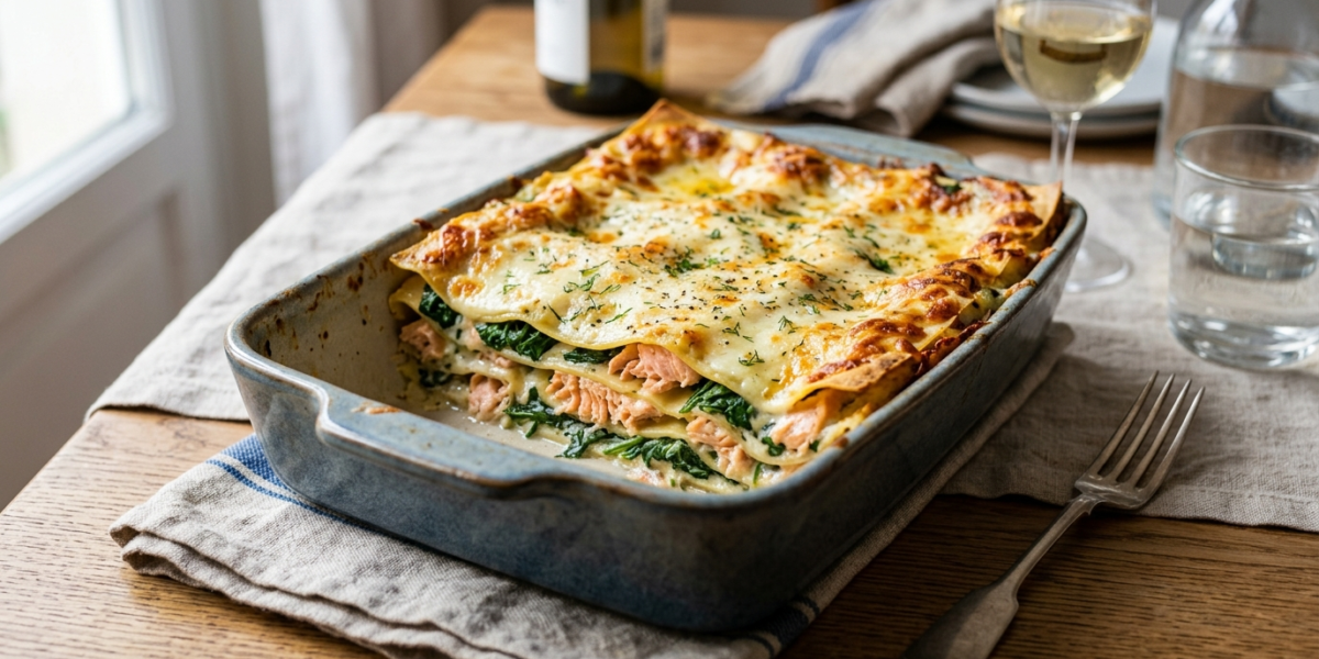 Lasagnes au saumon et épinards sans béchamel