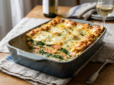 Lasagnes au saumon et épinards sans béchamel