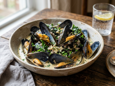 Moules à la crème sans vin blanc