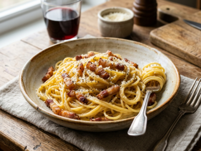 Pâtes Carbonara Traditionnelles Sans Crème Fraîche