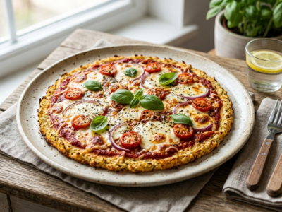 Pizza sans pâte à base de chou-fleur