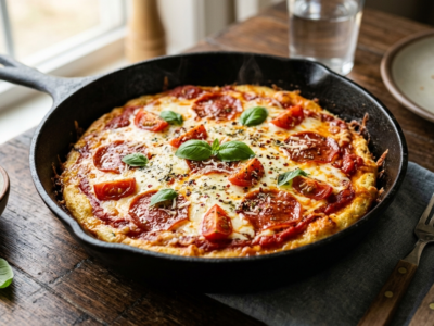 Pizza sans pâte à la poêle, simple et rapide