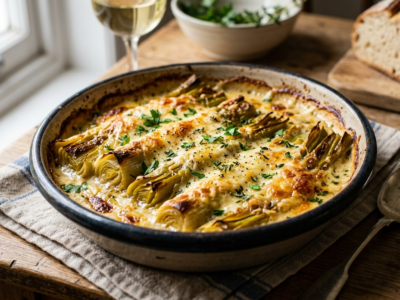 Poireaux au four sans précuisson, gratin savoureux et simple