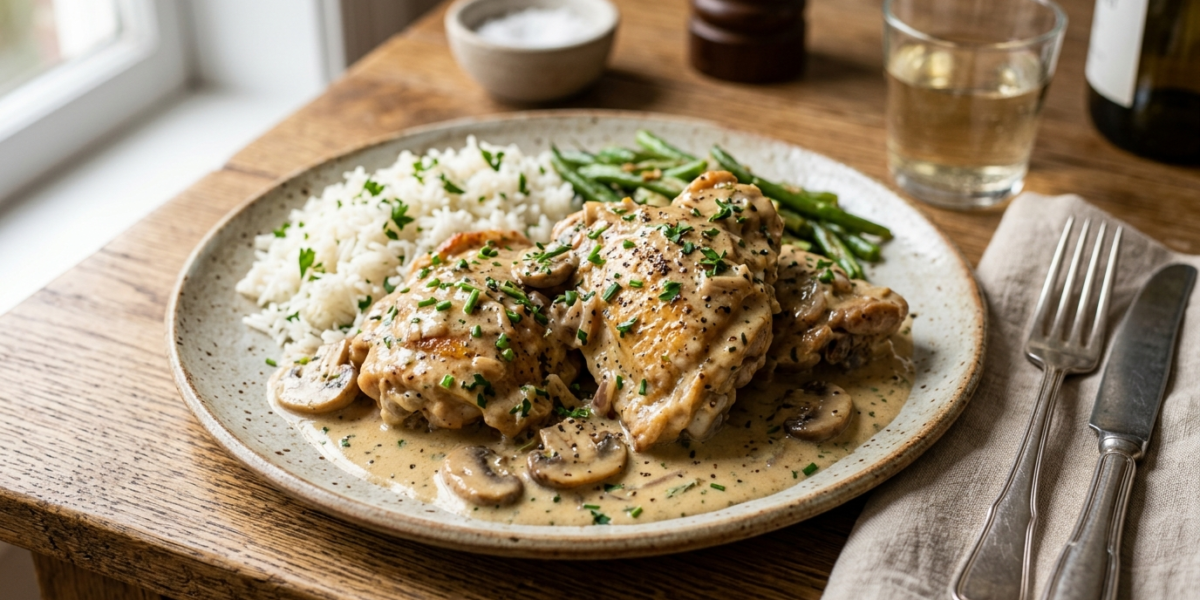 Poulet à la crème sans moutarde