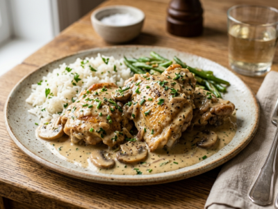 Poulet à la crème sans moutarde