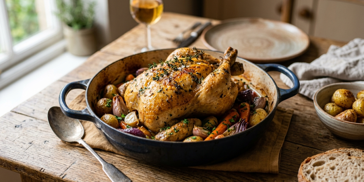Poulet rôti en cocotte sans four