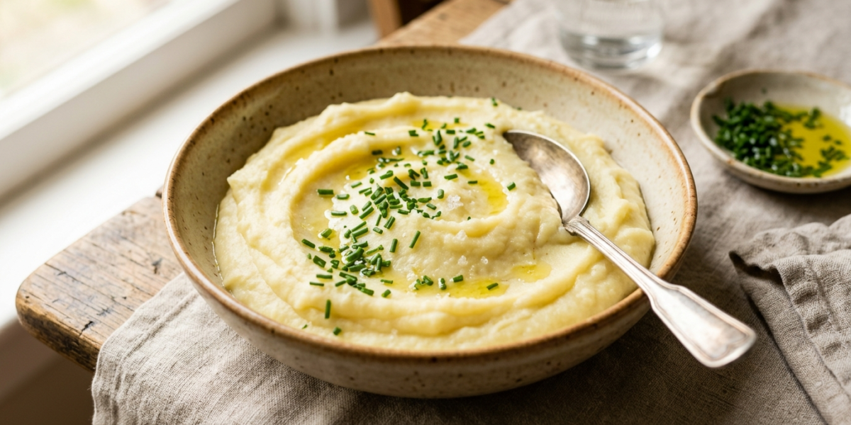 Purée de pommes de terre sans beurre, légère et onctueuse