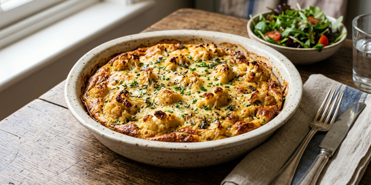 Quiche au chou-fleur sans pâte, légère et savoureuse