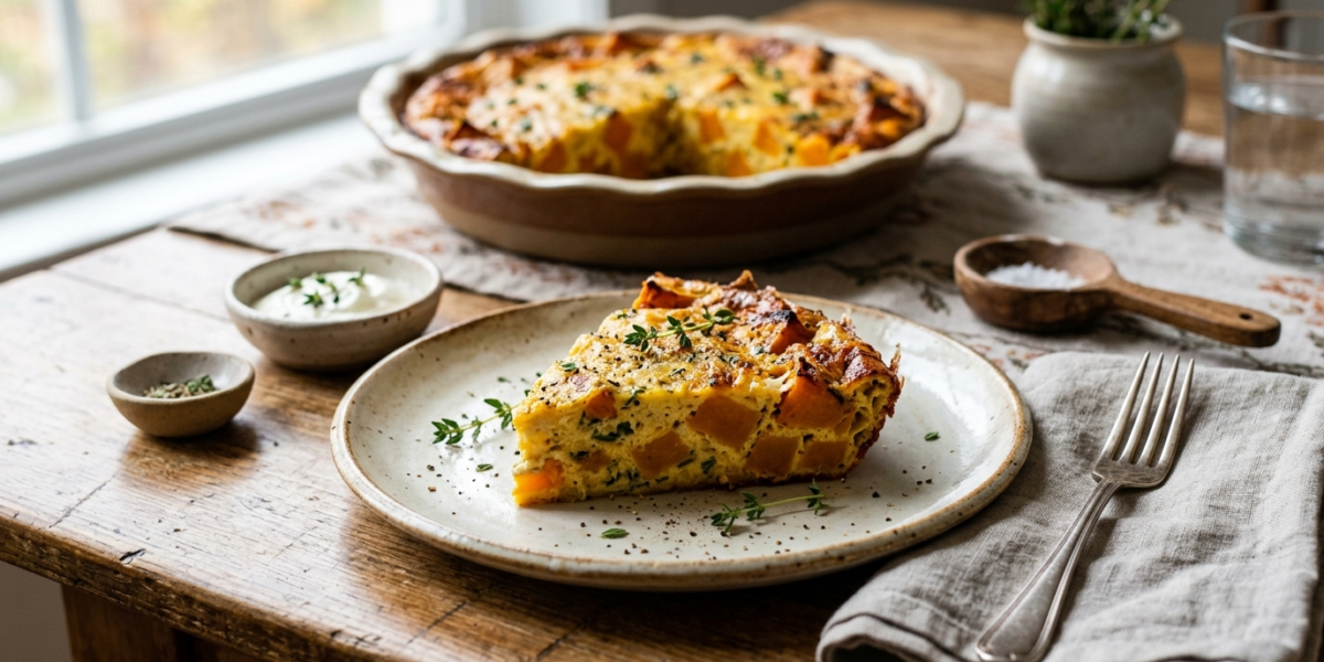 Quiche au potiron sans pâte, légère et savoureuse