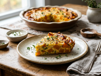 Quiche au potiron sans pâte, légère et savoureuse