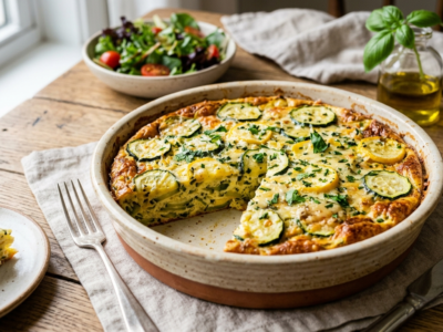 Quiche aux courgettes sans pâte, légère et savoureuse