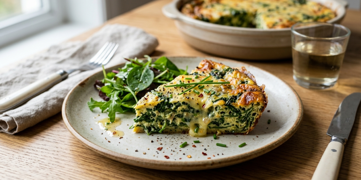 Quiche aux épinards sans pâte, légère et savoureuse