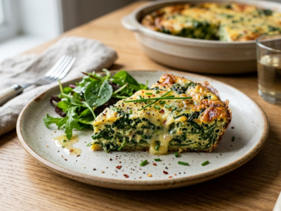 Quiche aux épinards sans pâte, légère et savoureuse