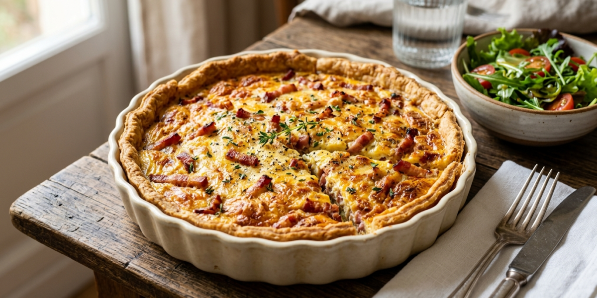 Quiche aux lardons sans crème fraîche