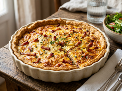 Quiche aux lardons sans crème fraîche