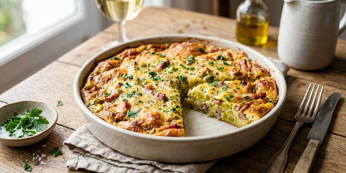 Quiche aux poireaux et lardons sans pâte