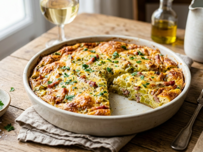 Quiche aux poireaux et lardons sans pâte