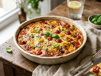 Quiche aux tomates cerises sans pâte