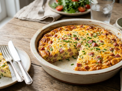 Quiche jambon fromage sans pâte, savoureuse et légère