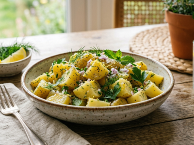 Salade de pommes de terre sans vinaigre, au citron et herbes fraîches