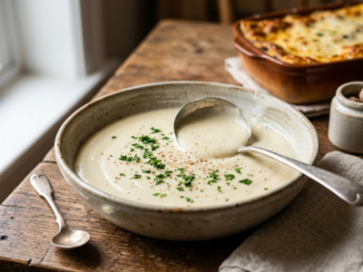 Sauce Béchamel sans beurre traditionnelle et légère