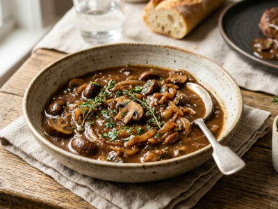 Sauce Bourguignonne Sans Vin – Sauce Savoureuse aux Oignons et Champignons