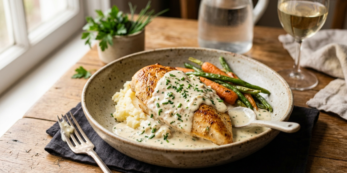 Sauce crémeuse sans moutarde pour viande blanche