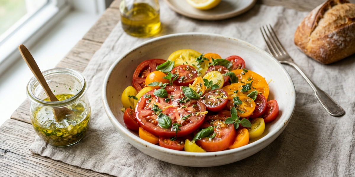 Sauce fraîche pour salade de tomates sans vinaigre