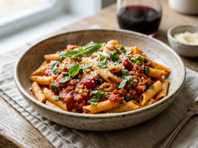 Sauce pour pâtes sans crème fraîche à base de tomates et basilic