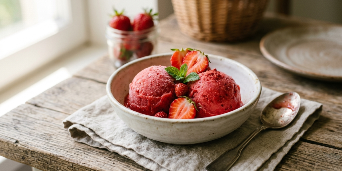 Sorbet Fraise Sans Sorbetière – Recette Facile et Rafraîchissante