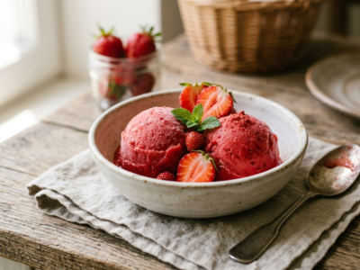 Sorbet Fraise Sans Sorbetière – Recette Facile et Rafraîchissante