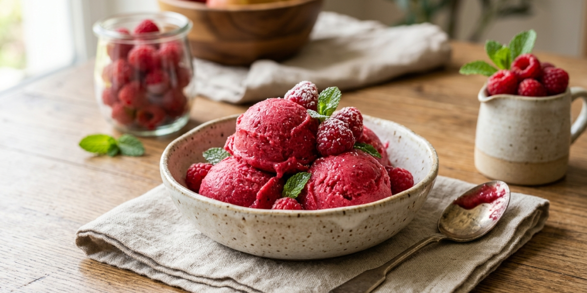 Sorbet Framboise Maison sans Sorbetière