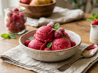 Sorbet Framboise Maison sans Sorbetière