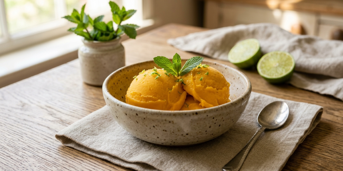 Sorbet mangue maison sans sorbetière