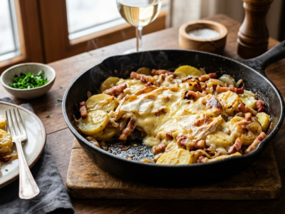 Tartiflette sans four, cuisson à la poêle