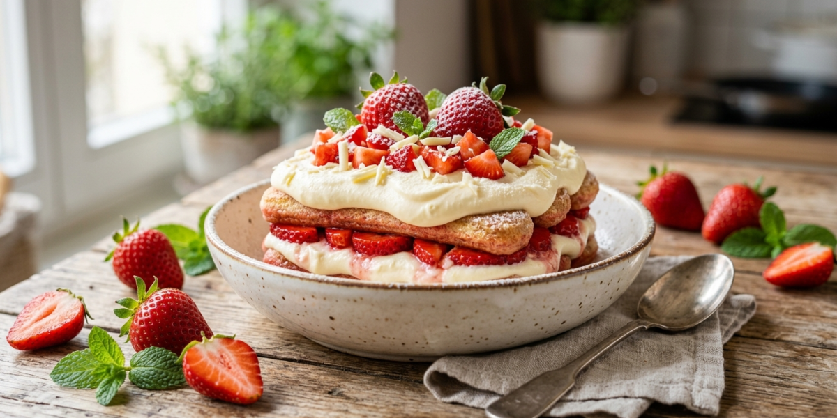 Tiramisu aux fraises sans cuisson