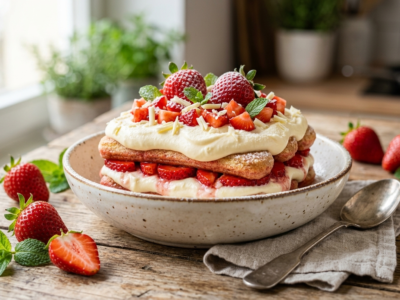 Tiramisu aux fraises sans cuisson