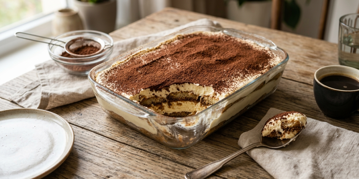 Tiramisu sans cuisson au four, léger et traditionnel