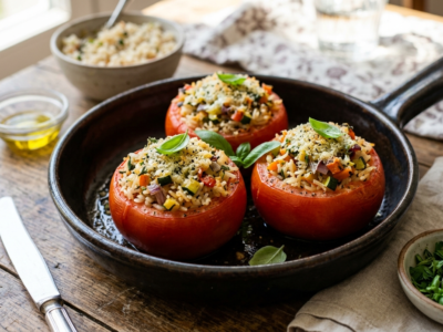Tomates farcies sans four au riz et légumes