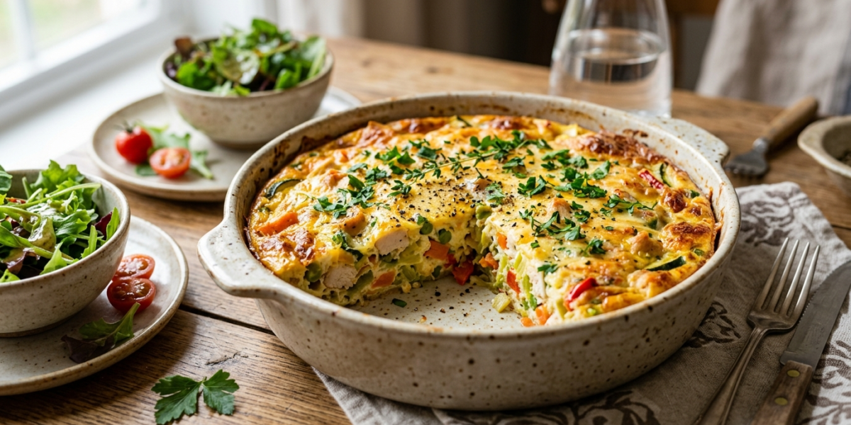 Tourte sans pâte aux légumes et poulet
