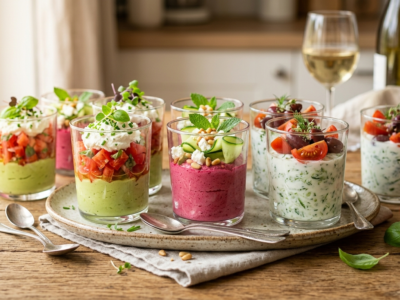 Verrines apéritives sans cuisson : fraîcheur et simplicité