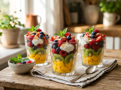 Verrines de fruits frais sans cuisson
